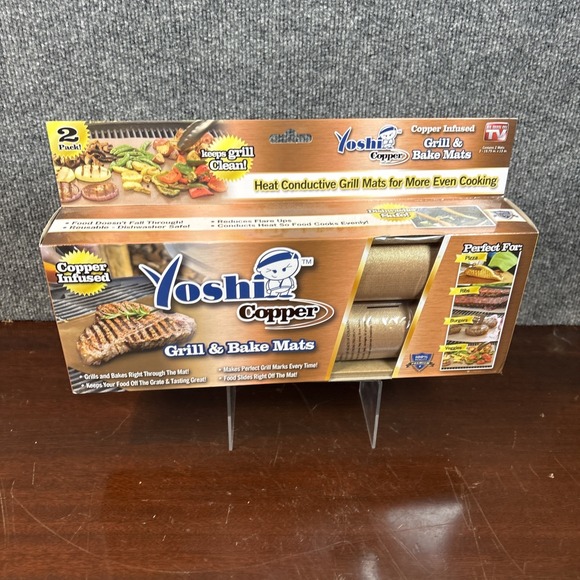 Yoshi Copper Infused Grill Bake‎ Mats Set Of 2 Reusable Non-stick New - Picture 1 of 4